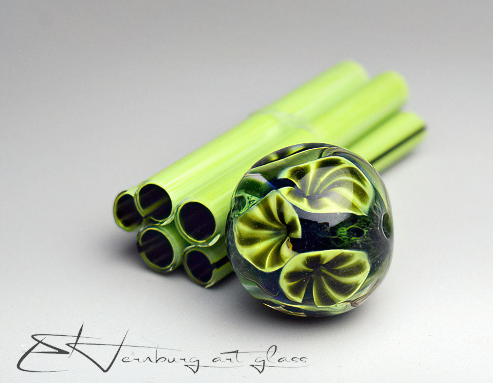 Murini green leaves. Sticks 5 cm long. Materials for lampwork. Glass COE104
