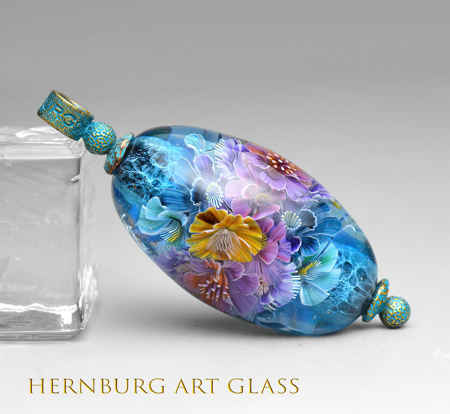 Pendant. Lampwork glass pendant. “Living Lace: Maiolica”