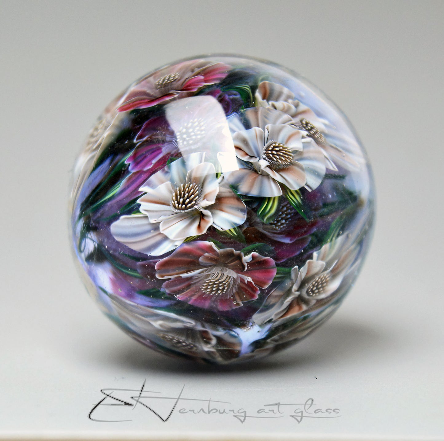 Marble. Collectible Sphere “Violet Silence”. Glass. . Diameter — 40 mm (1.67”)