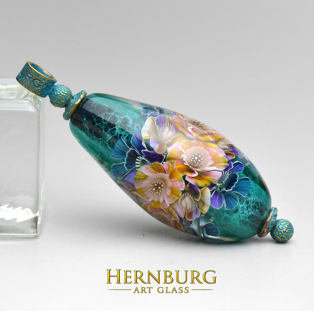 Pendant. Lampwork glass pendant. “Living Lace: SILK ROAD”