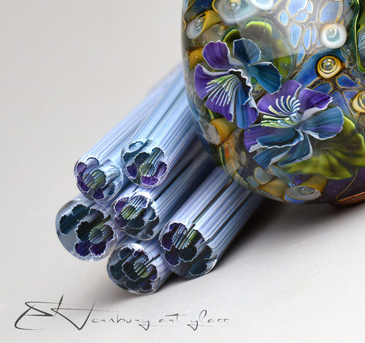 Murini flowers. Sticks 5 cm long. Materials for lampwork. Glass COE104