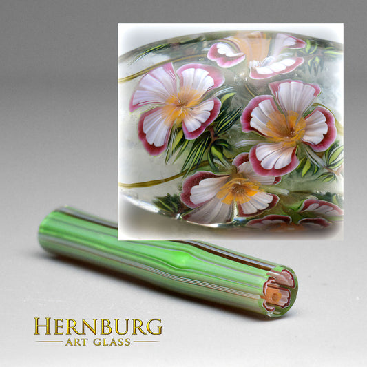 Murini flowers. ROSABELLE ll . Sticks 5 cm long. Materials for lampwork. Glass COE104
