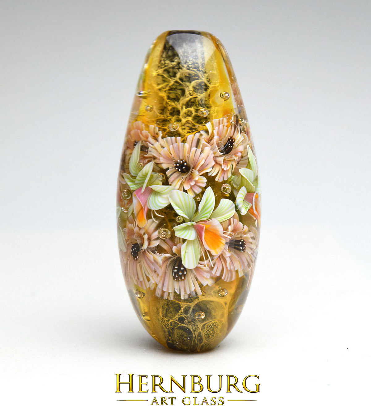 Pendant. Lampwork glass pendant. “Living Lace: MILLEFLEUR”