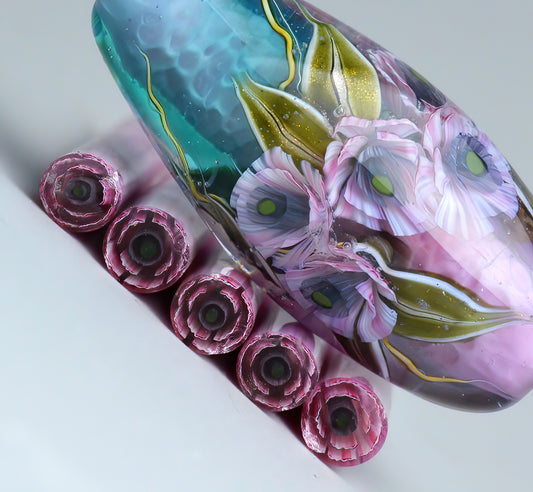 Murini flowers. ANEMORA. Sticks 5 cm long. Materials for lampwork. Glass COE104