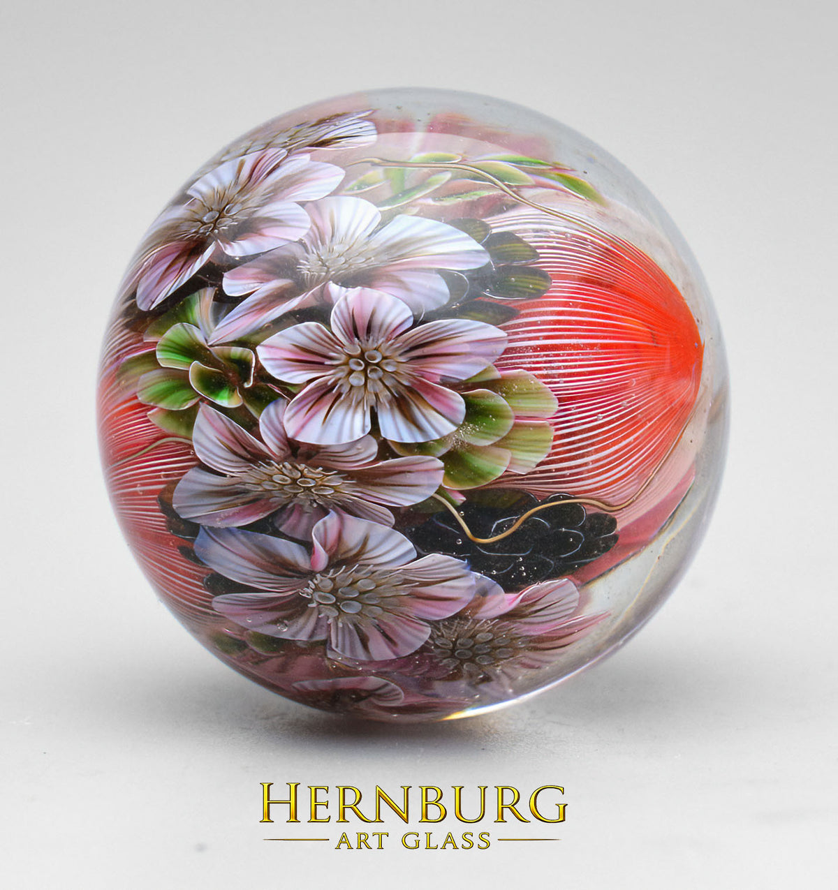 Marble. Collectible Sphere “SILK & FLAME”. Glass. . Diameter — 39 mm (1.54 in)
