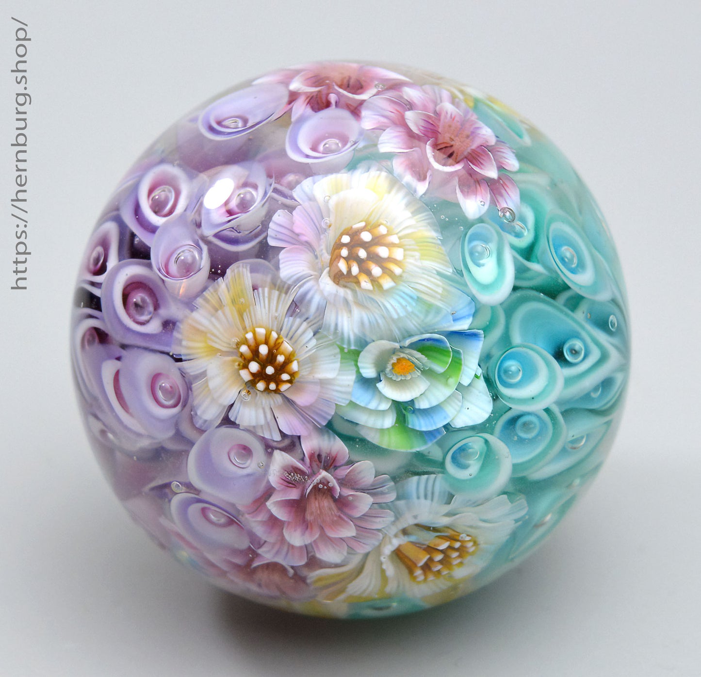 Marble "Kaleidoscope” Glass. Collectible sphere. Diameter — 42 mm (1.65”).