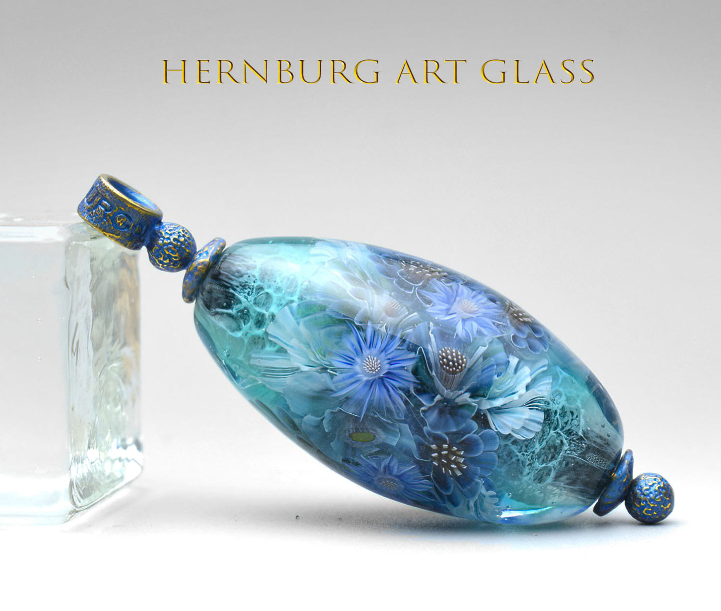 Pendant. Lampwork glass pendant. “Living Lace: Turquoise”