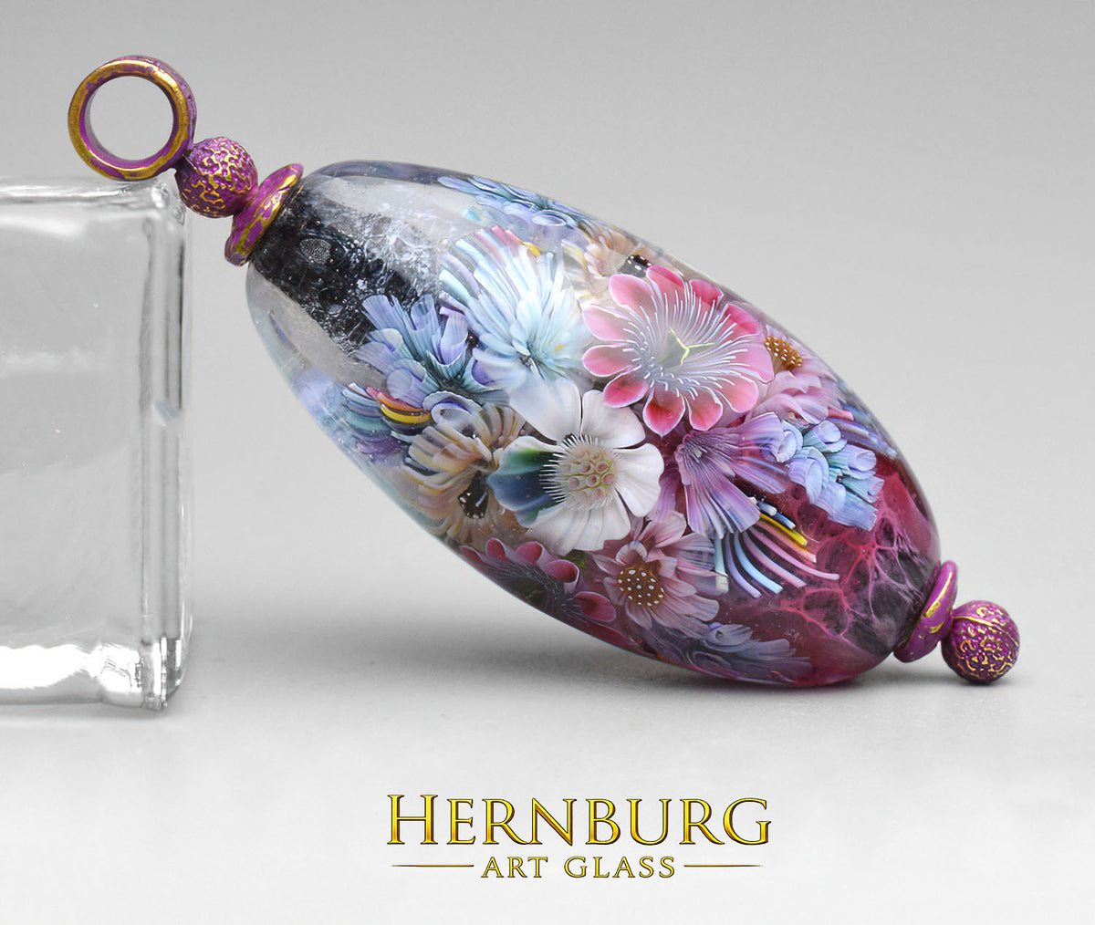 Pendant. Lampwork glass pendant. “Living Lace: PUNTI”