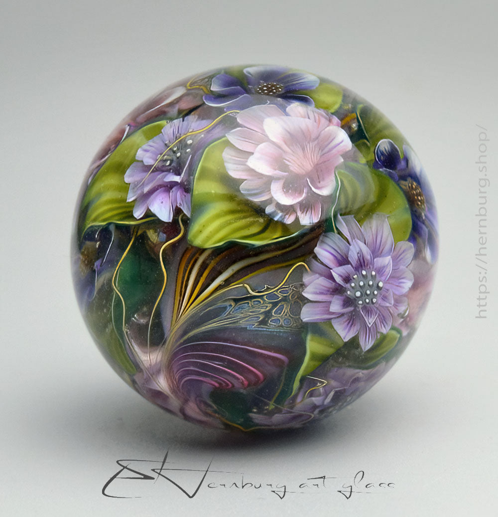 Marble "Extension of Canvas" Glass. Collectible sphere. Diameter — 40 mm (1.57”).