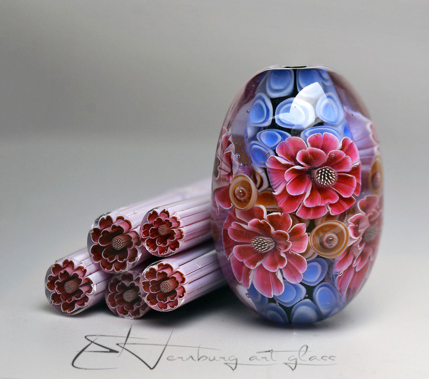 Murini flowers. Sticks 5 cm long. Materials for lampwork. Glass COE104