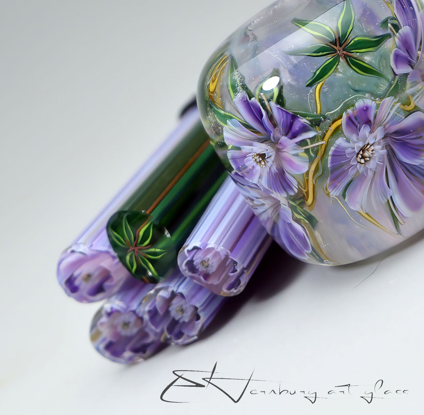 Murini flowers and leaves. Sticks 5 cm long. Materials for lampwork. Glass COE104