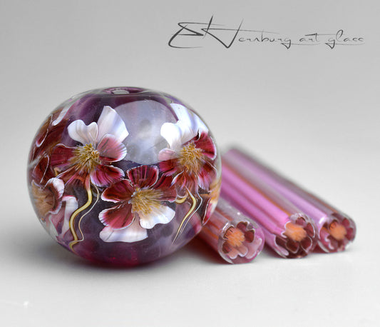 Murini flowers. RUBERIS. Sticks 5 cm long. Materials for lampwork. Glass COE104