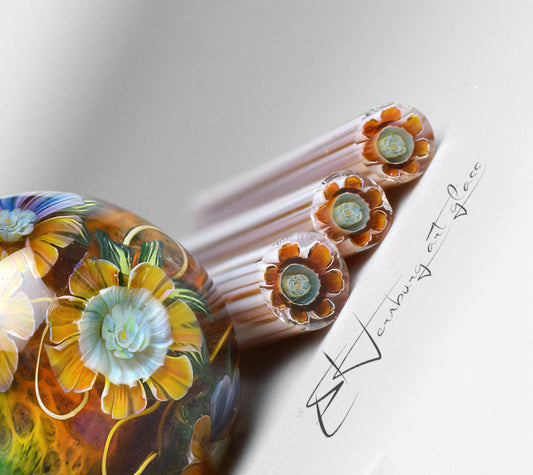 Murini flowers. SOLARIA. Sticks 5 cm long. Materials for lampwork. Glass COE104