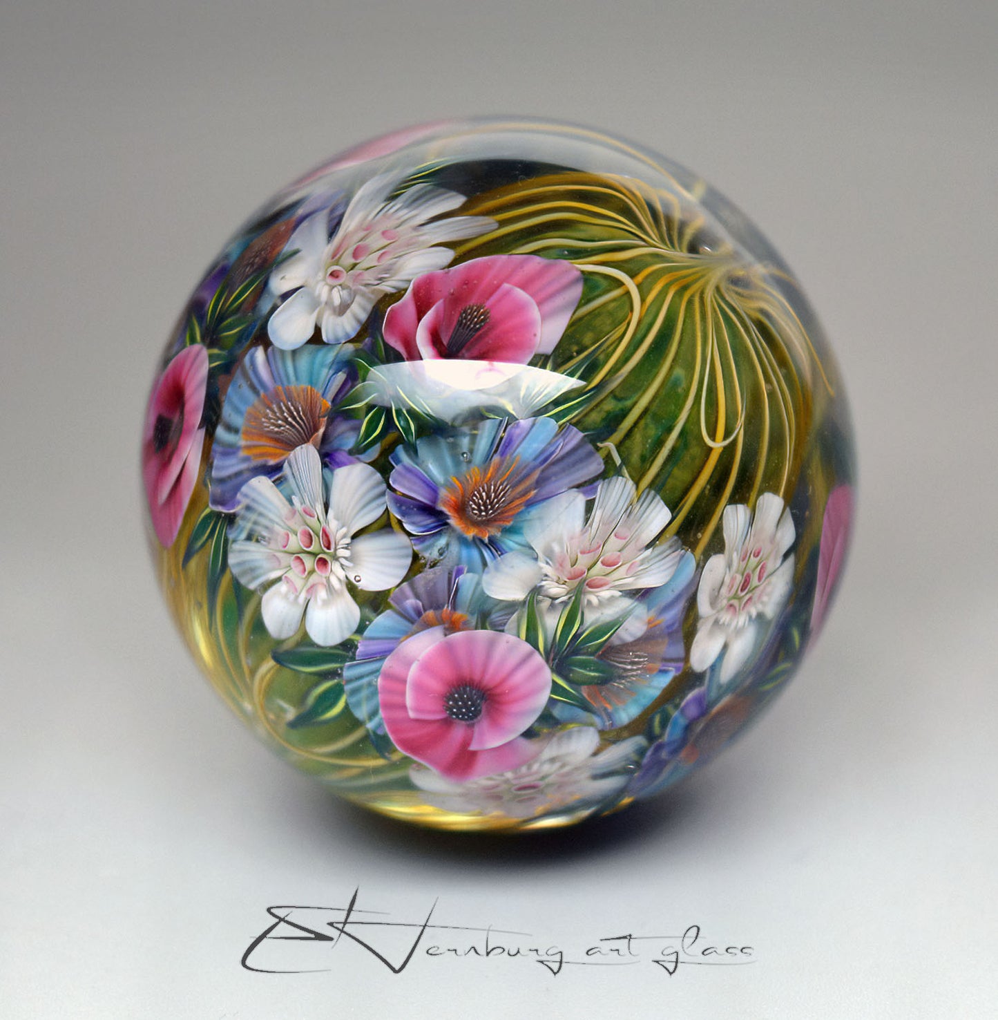 Marble. Collectible Sphere “Pastoral Crown”. Glass. . Diameter — 40 mm (1.57”)