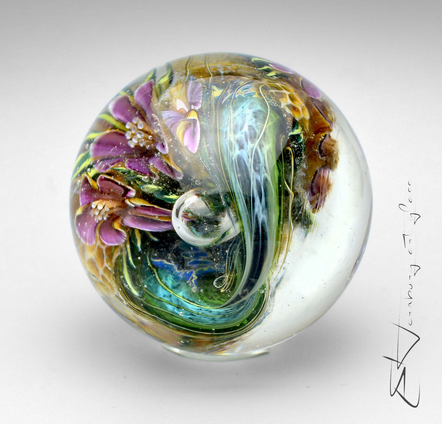 Marble. Glass. Collectible ball. Diameter 49 mm - 1.93 inch