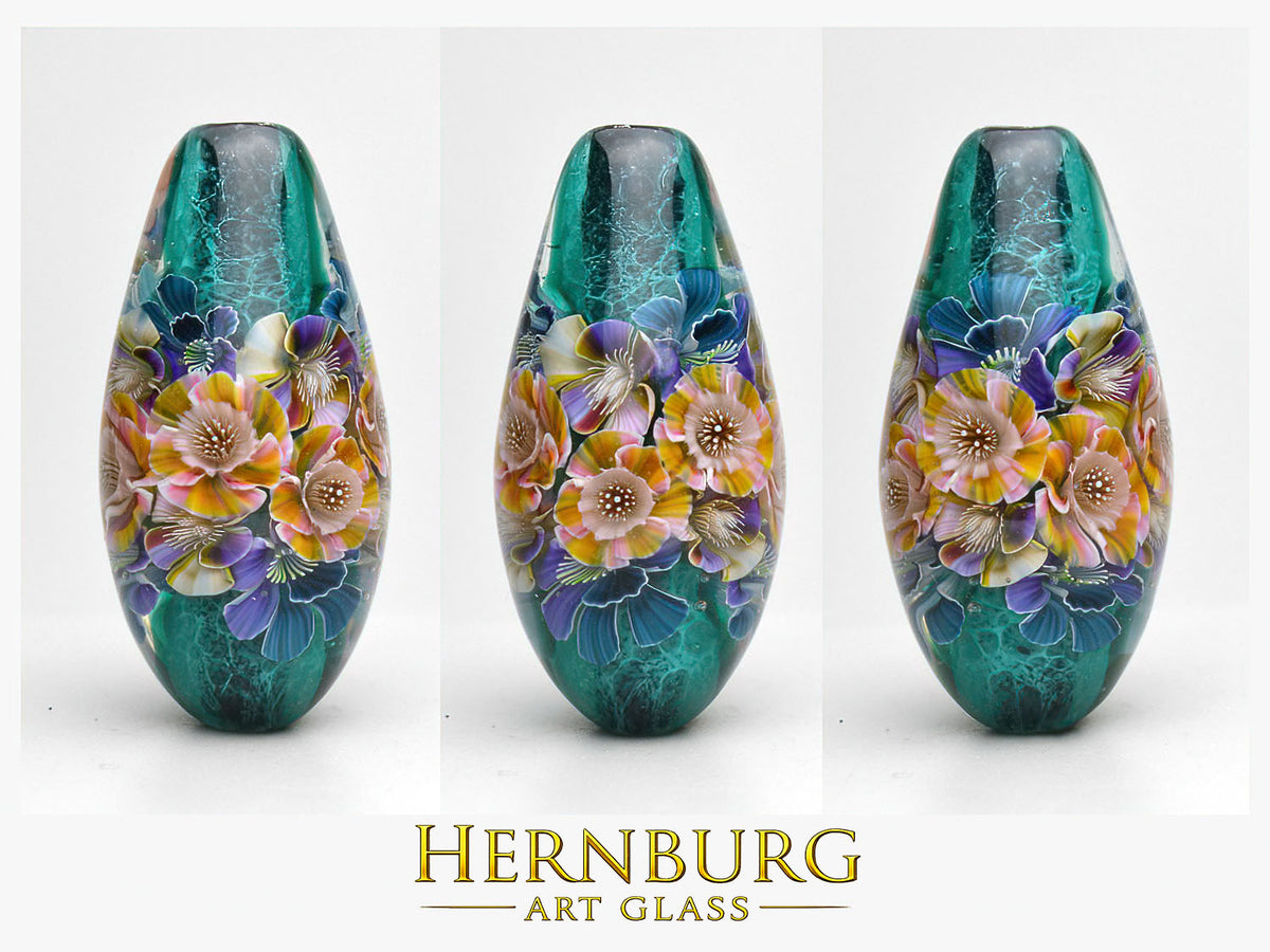 Pendant. Lampwork glass pendant. “Living Lace: SILK ROAD”
