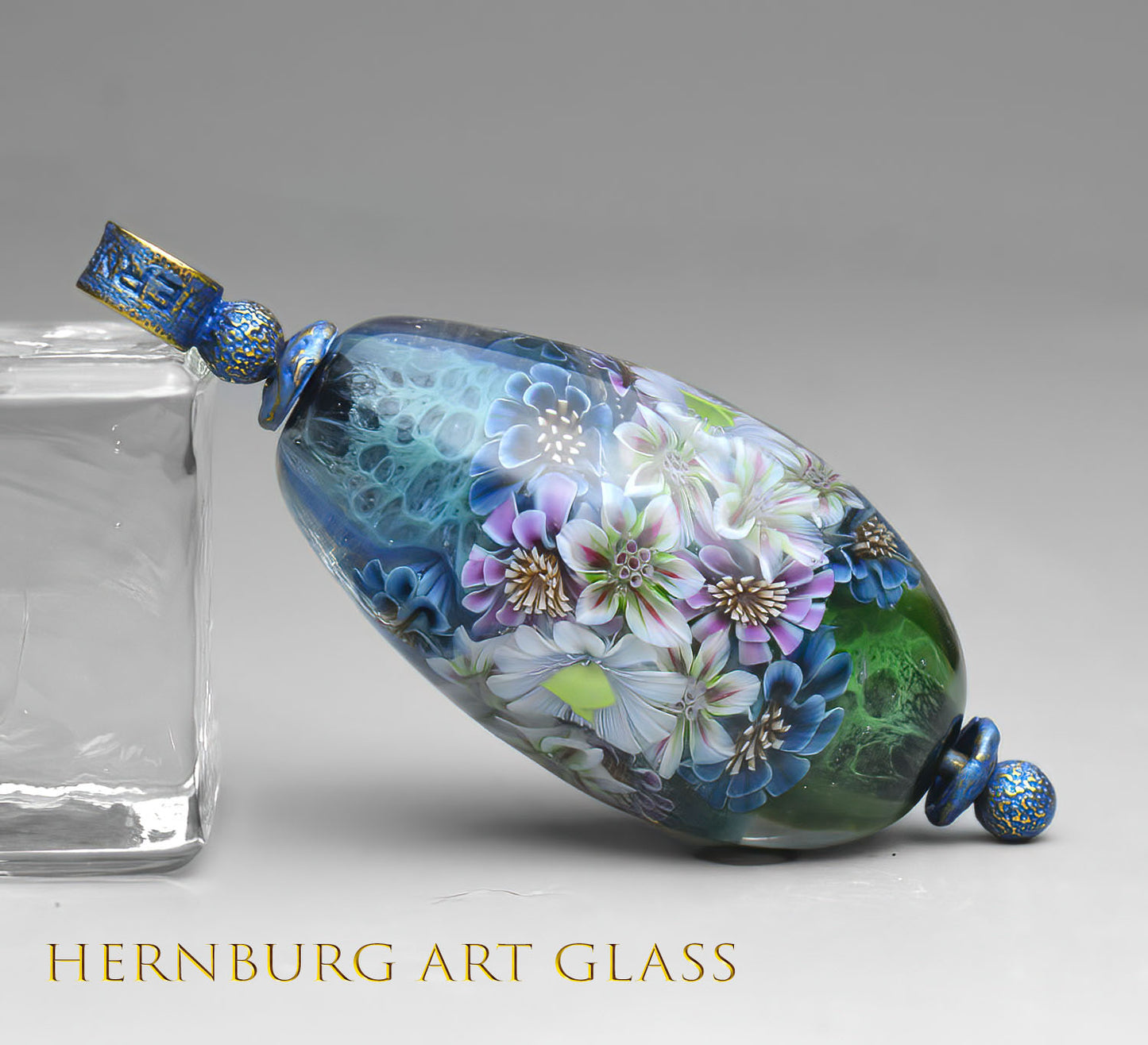 Pendant. Lampwork glass pendant. “Living Lace: Lagoon”