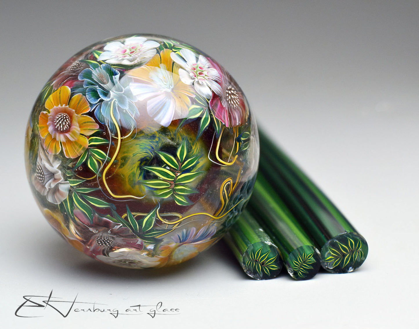 Murini foliage. Sticks 5 cm long. Materials for lampwork. Glass COE104