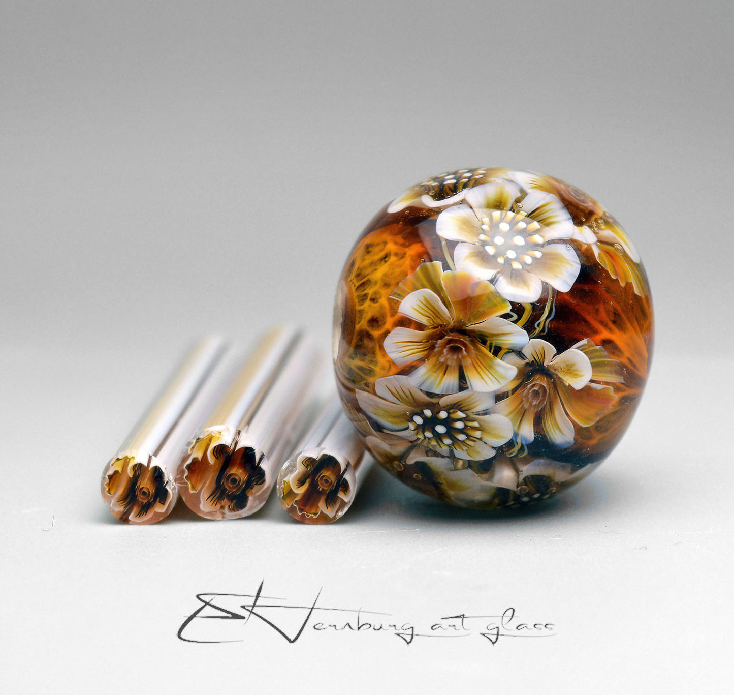 Murini flowers. CARAMELIA. Sticks 5 cm long. Materials for lampwork. Glass COE104
