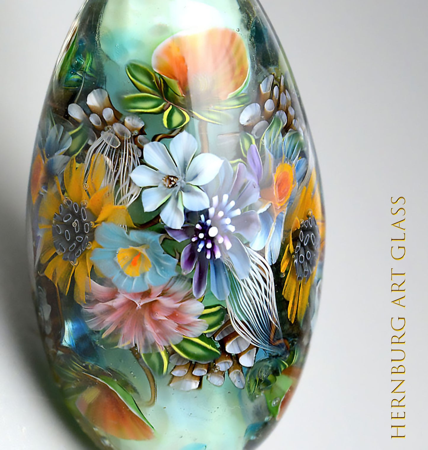Pendant.  Lampwork glass pendant. “Meadow Stories:Blue Garden”