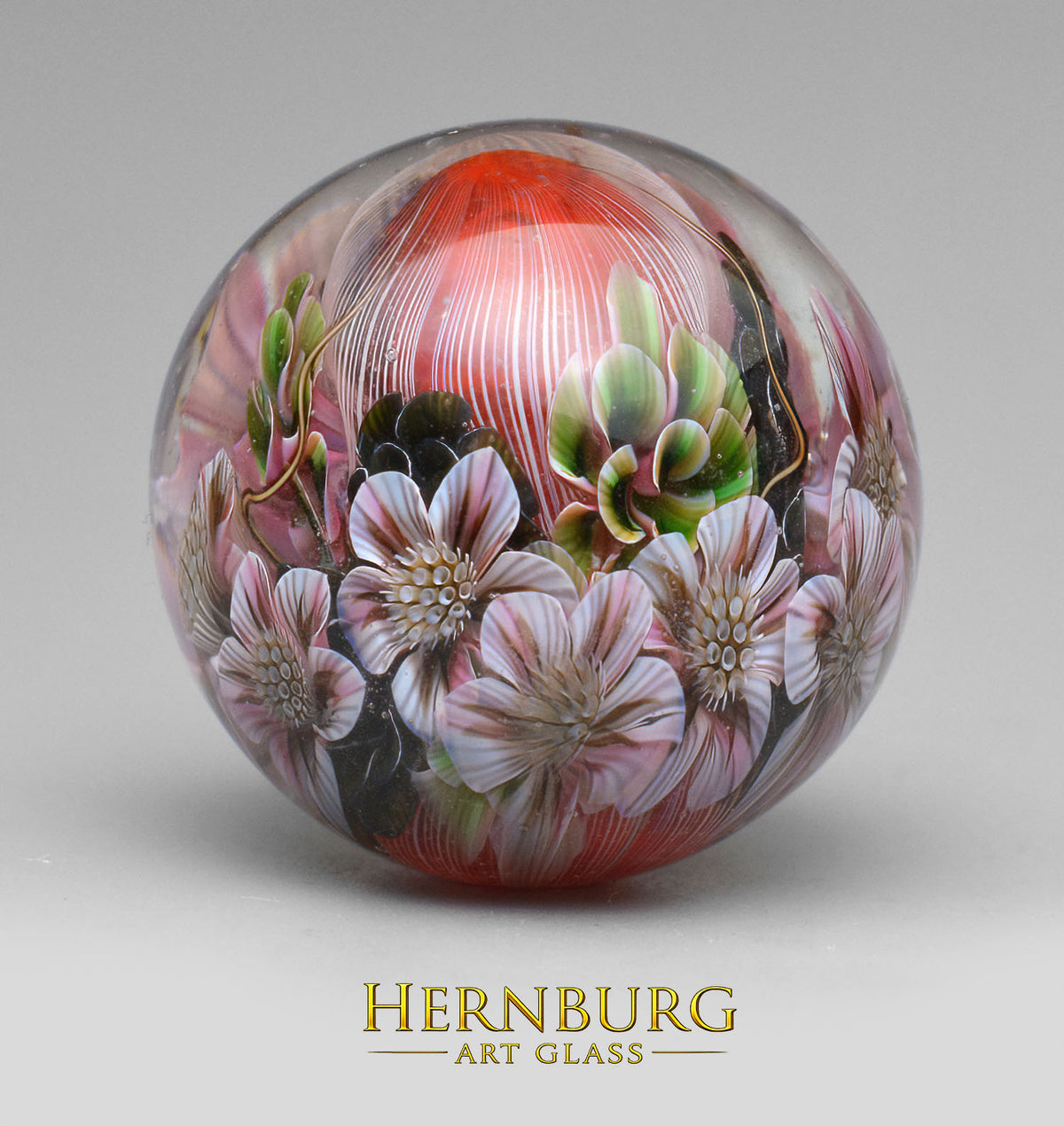 Marble. Collectible Sphere “SILK & FLAME”. Glass. . Diameter — 39 mm (1.54 in)