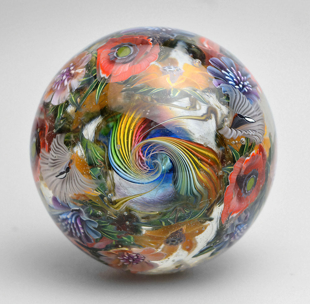 Marble. Collectible Sphere “Chromatic Turbulence” Glass. Diameter — 43 mm (1.69”)