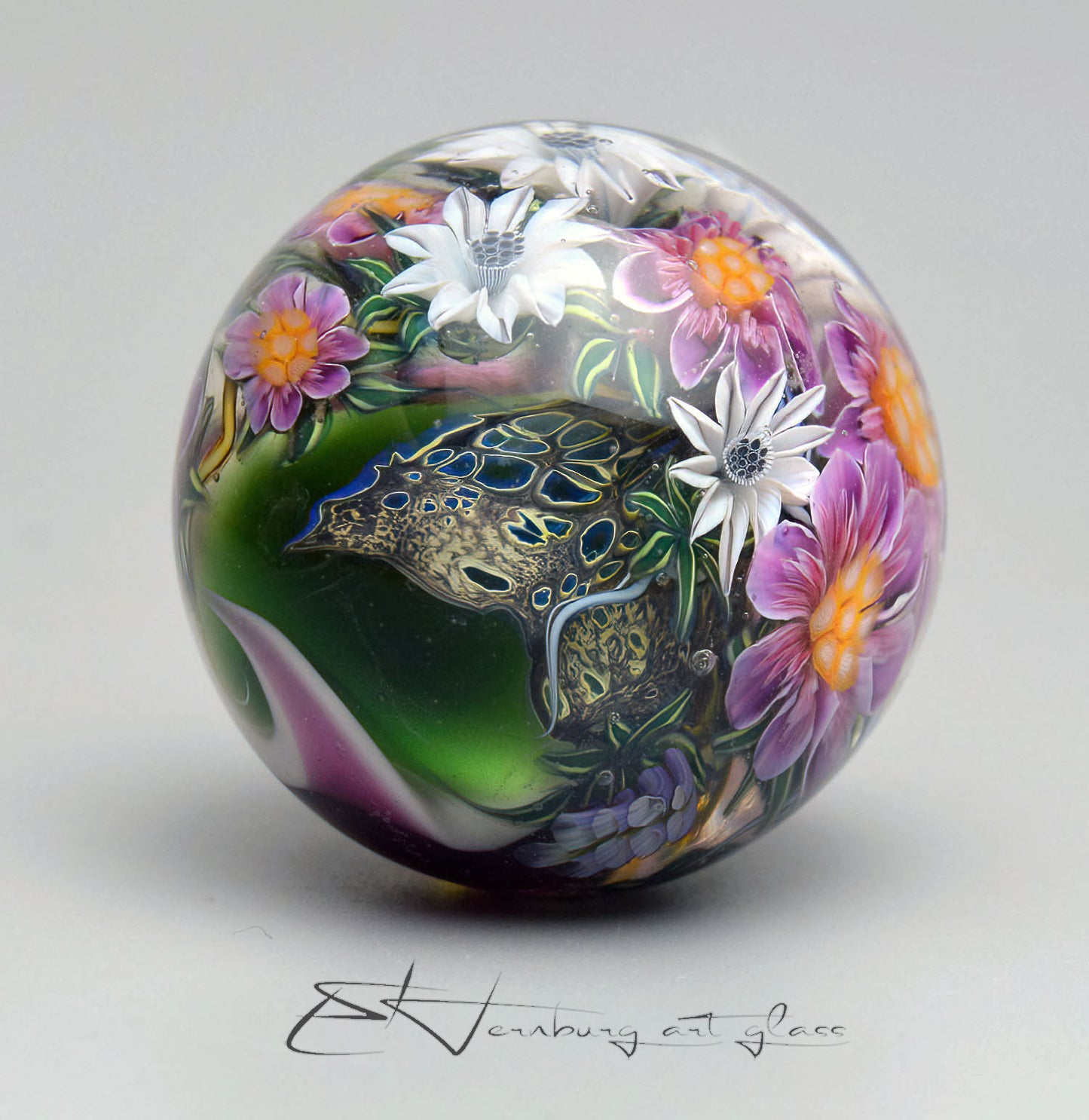 Marble. Collectible Sphere “Turbulence: Vortex”. Glass. . Diameter — 40 mm (1.57”)