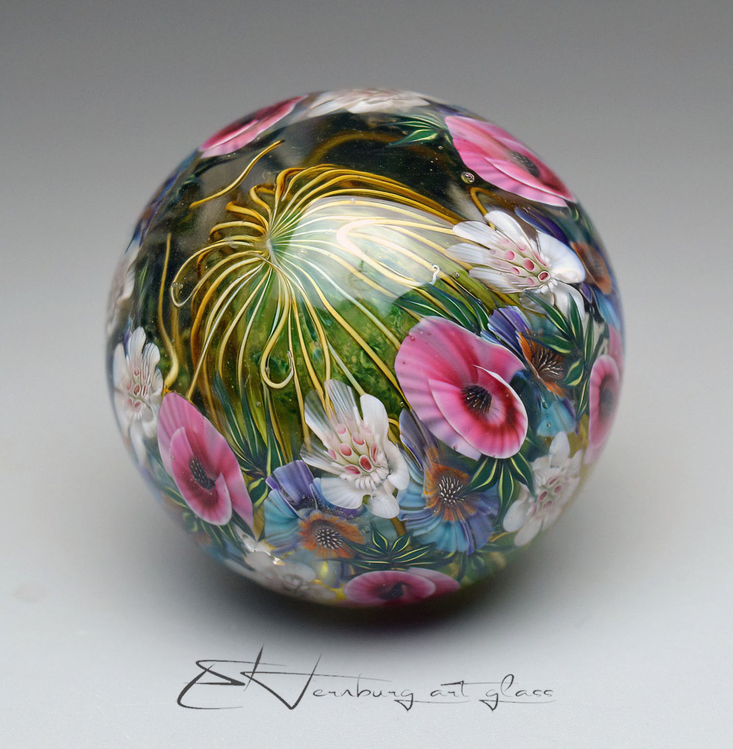 Marble. Collectible Sphere “Pastoral Crown”. Glass. . Diameter — 40 mm (1.57”)