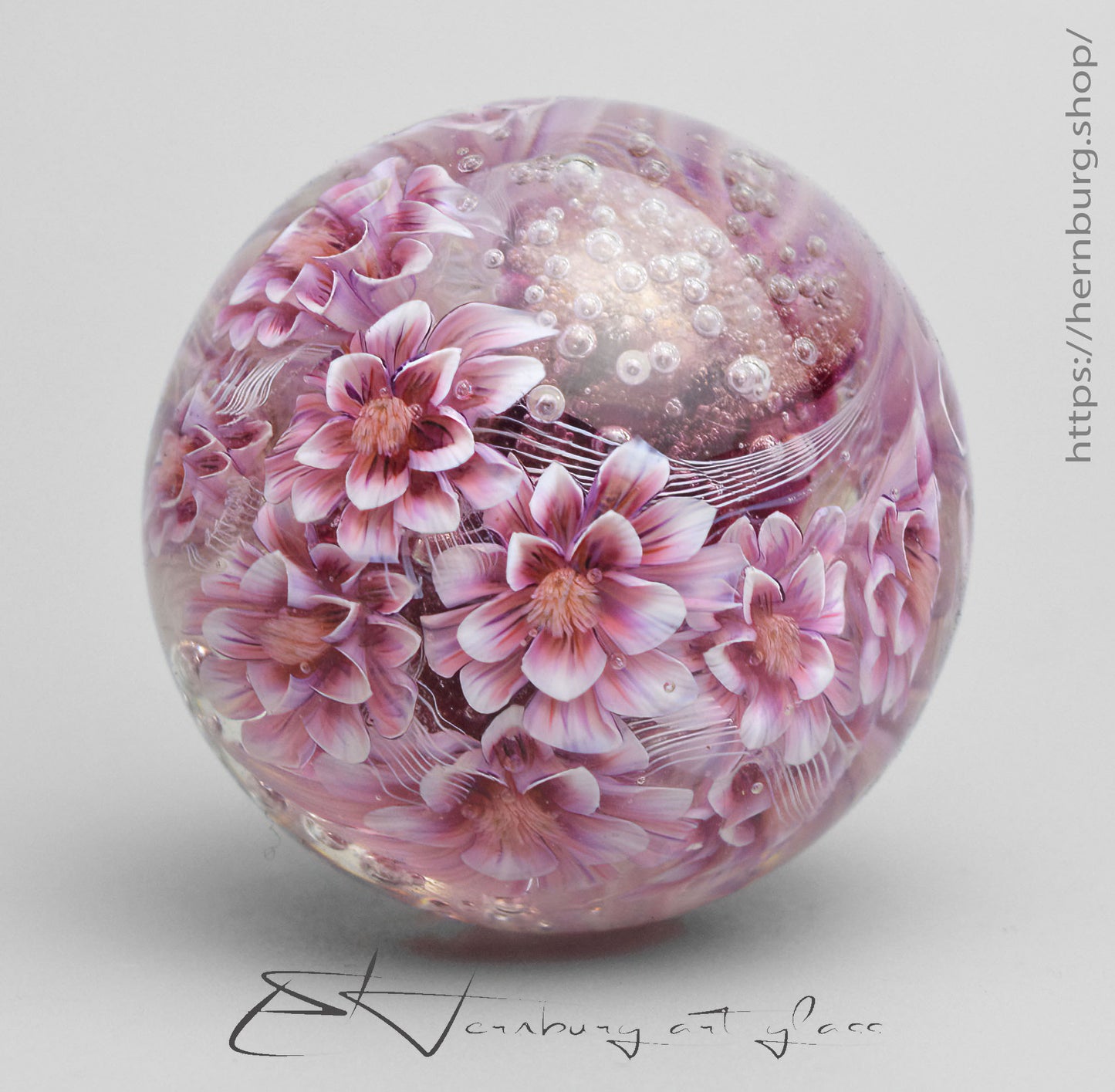 Marble. Collectible Sphere “Bloomspell II” Glass. . Diameter — 44 mm (1.73”)