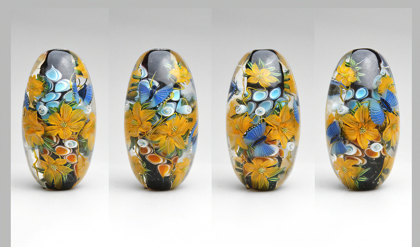 Pendant. "Yellow Moment". Lampwork glass pendant.