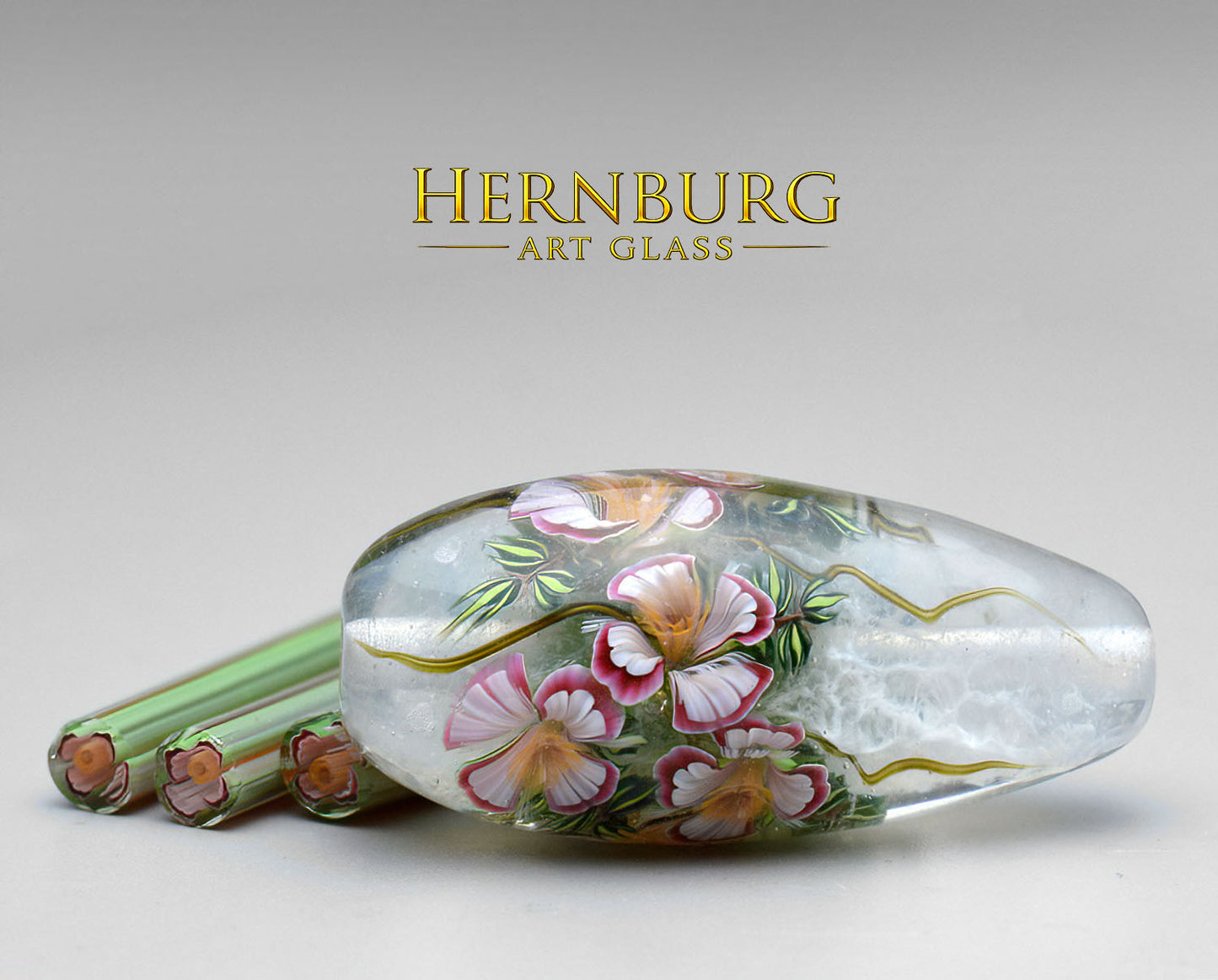 Murini flowers. ROSABELLE ll . Sticks 5 cm long. Materials for lampwork. Glass COE104