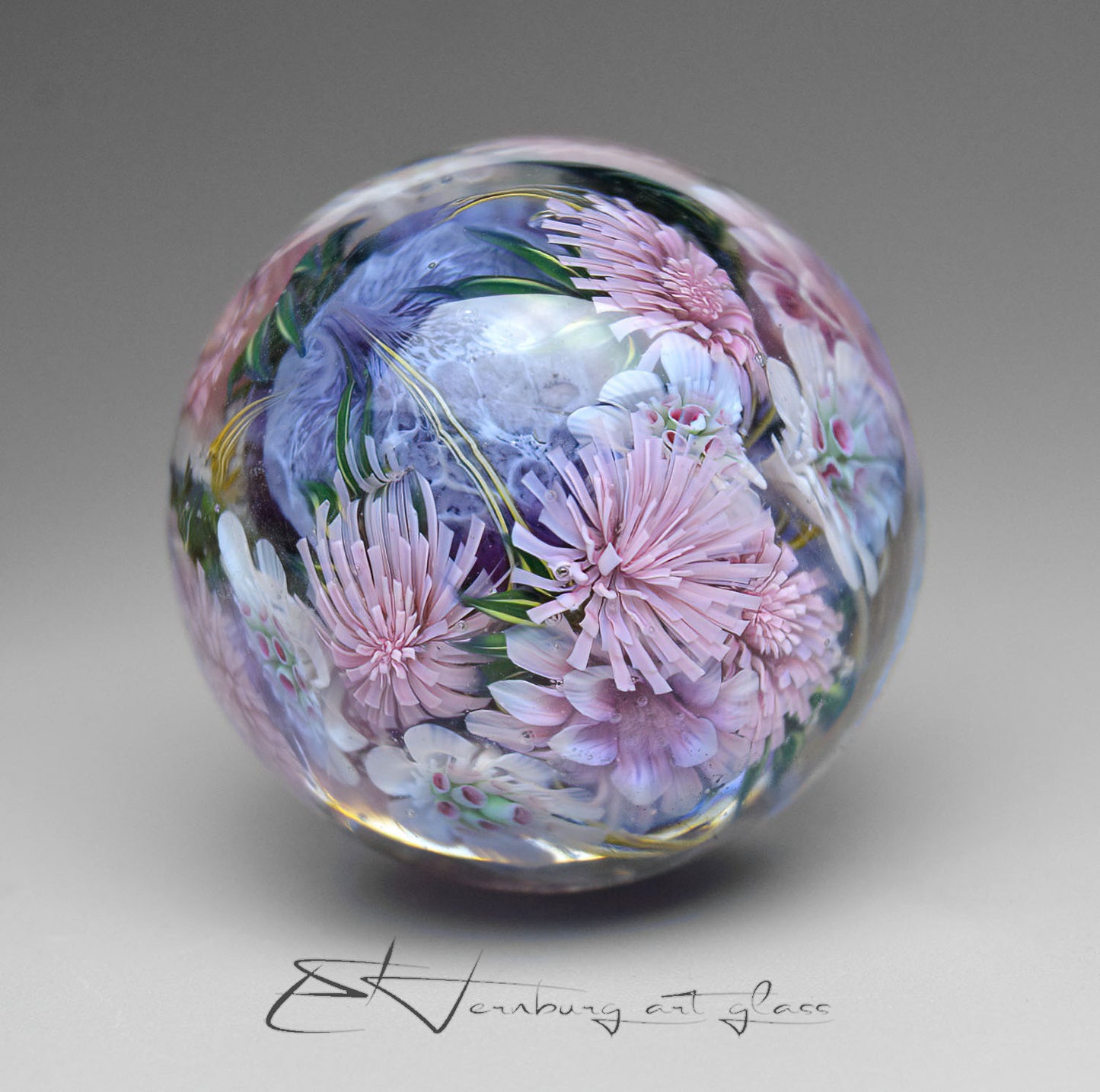 Marble. Collectible Sphere “The Bride’s Morning”. Glass. . Diameter — 35 mm (1.38”)
