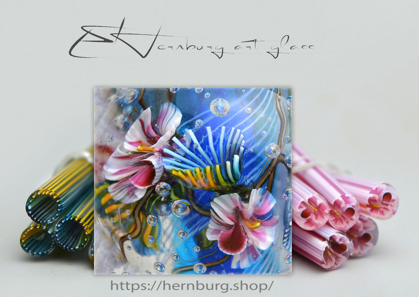 Murini flowers. Sticks 5 cm long. Materials for lampwork. Glass COE104