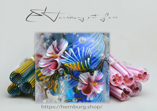 Murini flowers. Sticks 5 cm long. Materials for lampwork. Glass COE104