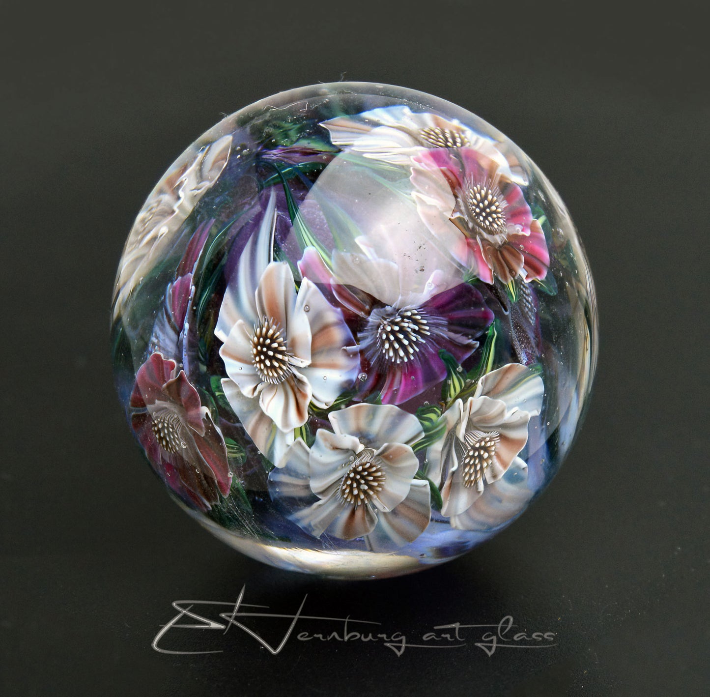 Marble. Collectible Sphere “Violet Silence”. Glass. . Diameter — 40 mm (1.67”)