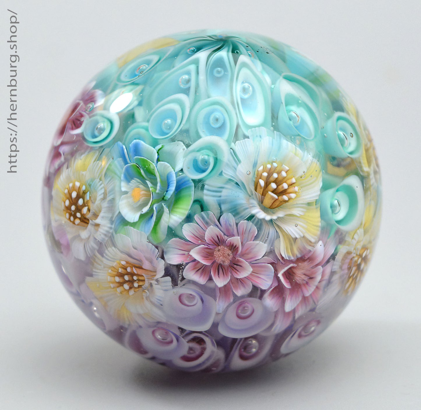 Marble "Kaleidoscope” Glass. Collectible sphere. Diameter — 42 mm (1.65”).