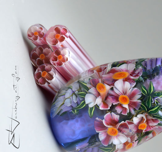 Murini  flowers. ALVERIA. Sticks 5 cm long. Materials for lampwork. Glass COE104