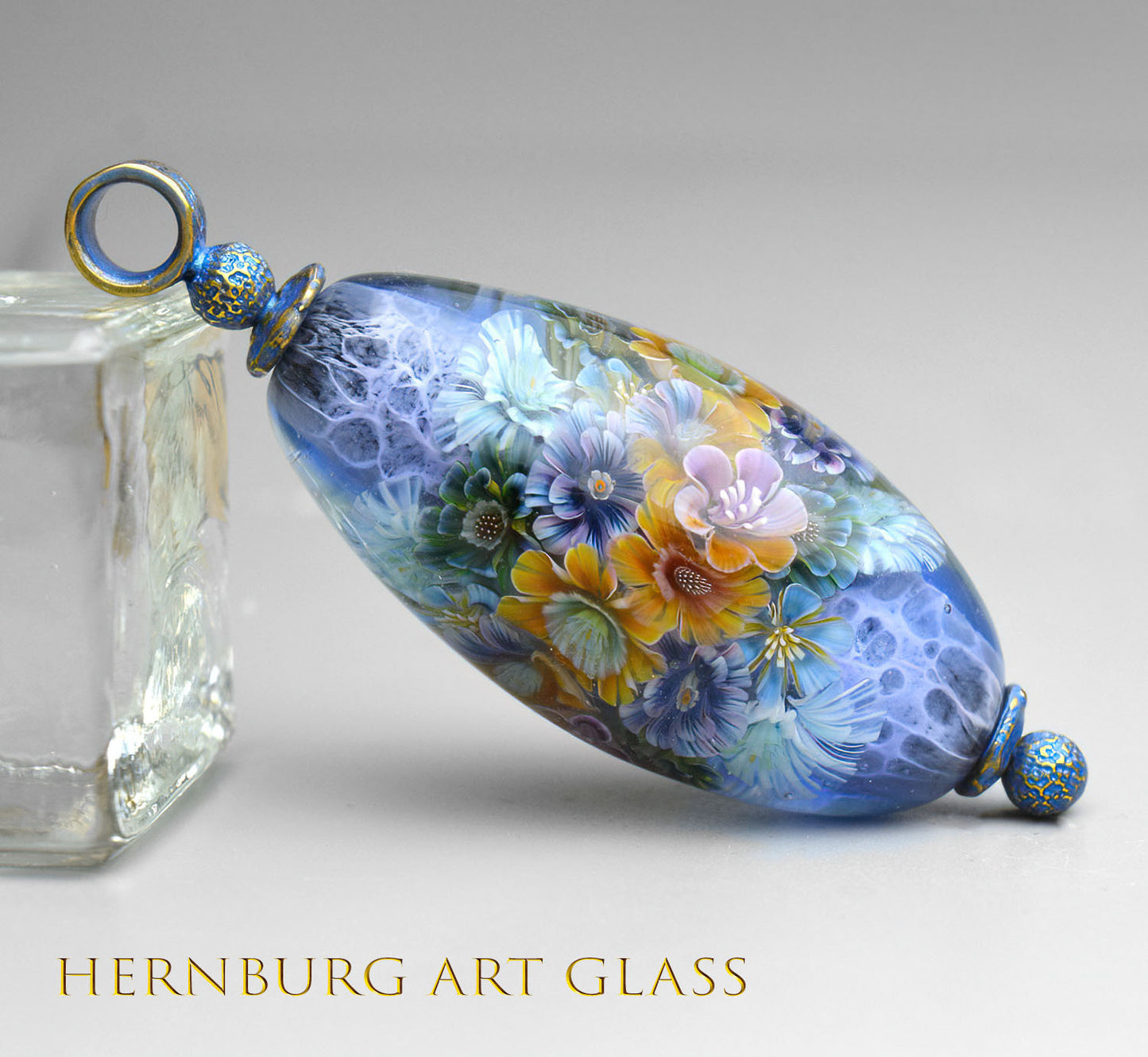 Pendant. Lampwork glass pendant. “Living Lace: Gobelin”