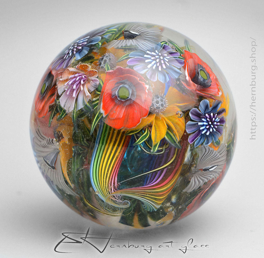 Marble. Collectible Sphere “Chromatic Turbulence” Glass. Diameter — 43 mm (1.69”)