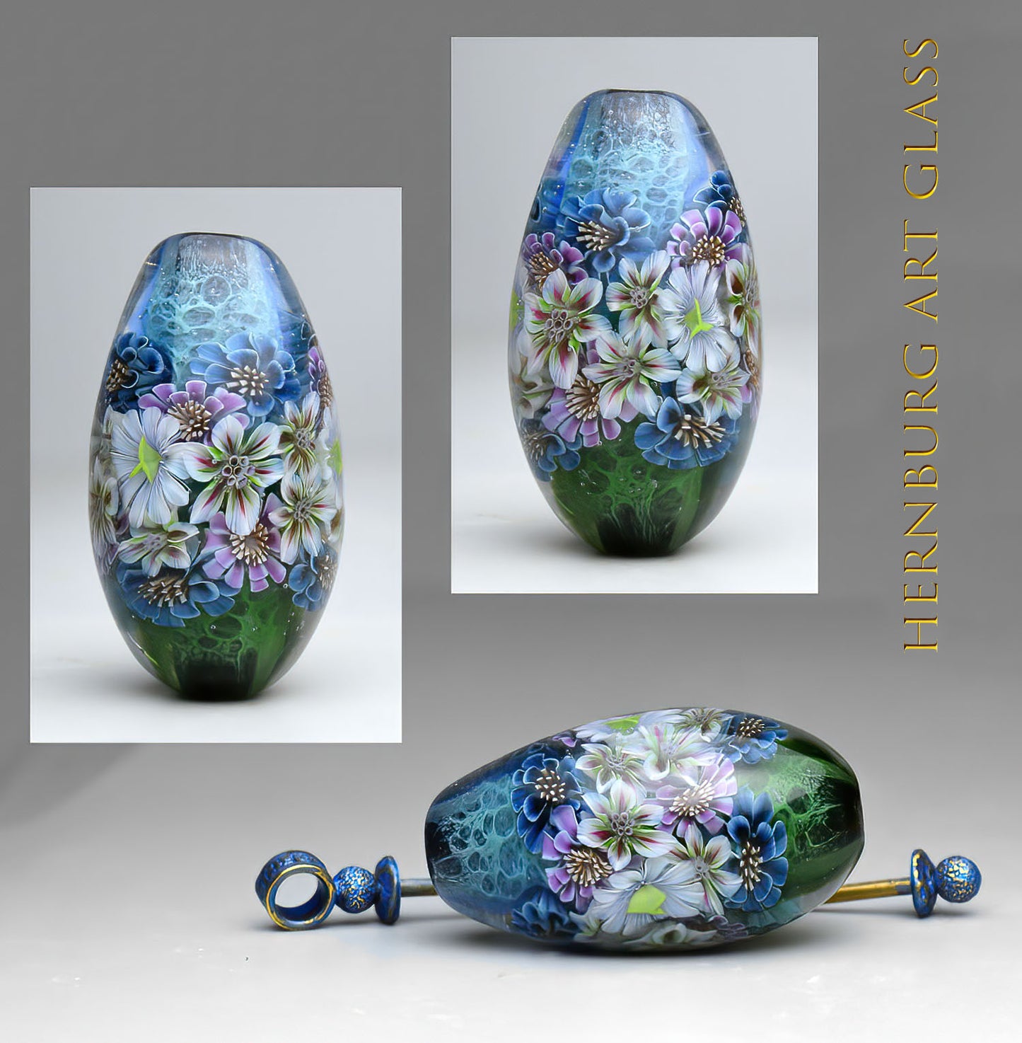 Pendant. Lampwork glass pendant. “Living Lace: Lagoon”