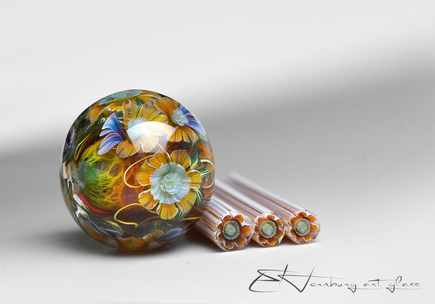 Murini flowers. SOLARIA. Sticks 5 cm long. Materials for lampwork. Glass COE104