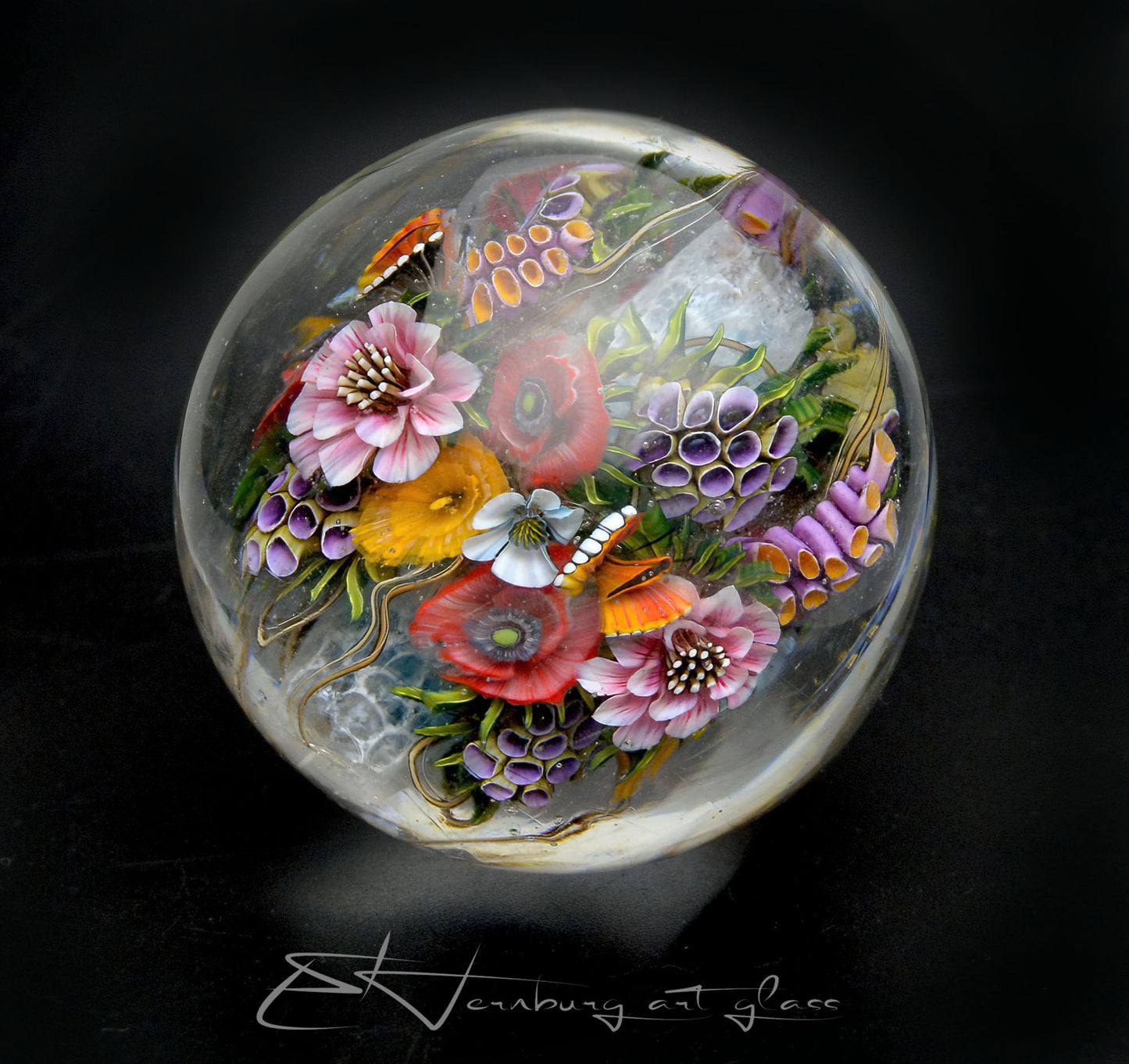 Marble. Glass. Diameter 2.13 inch