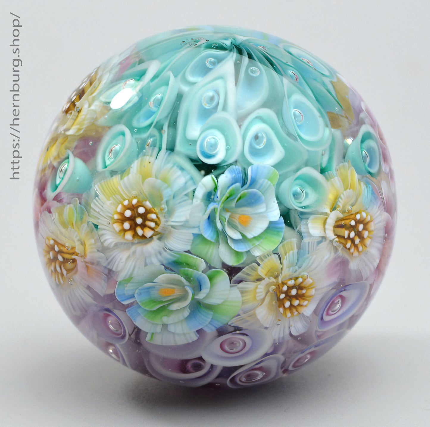 Marble "Kaleidoscope” Glass. Collectible sphere. Diameter — 42 mm (1.65”).