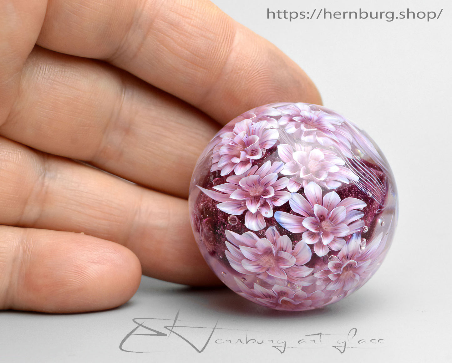 Marble. Collectible Sphere “Bloomspell” Glass. . Diameter — 39 mm (1.53”)