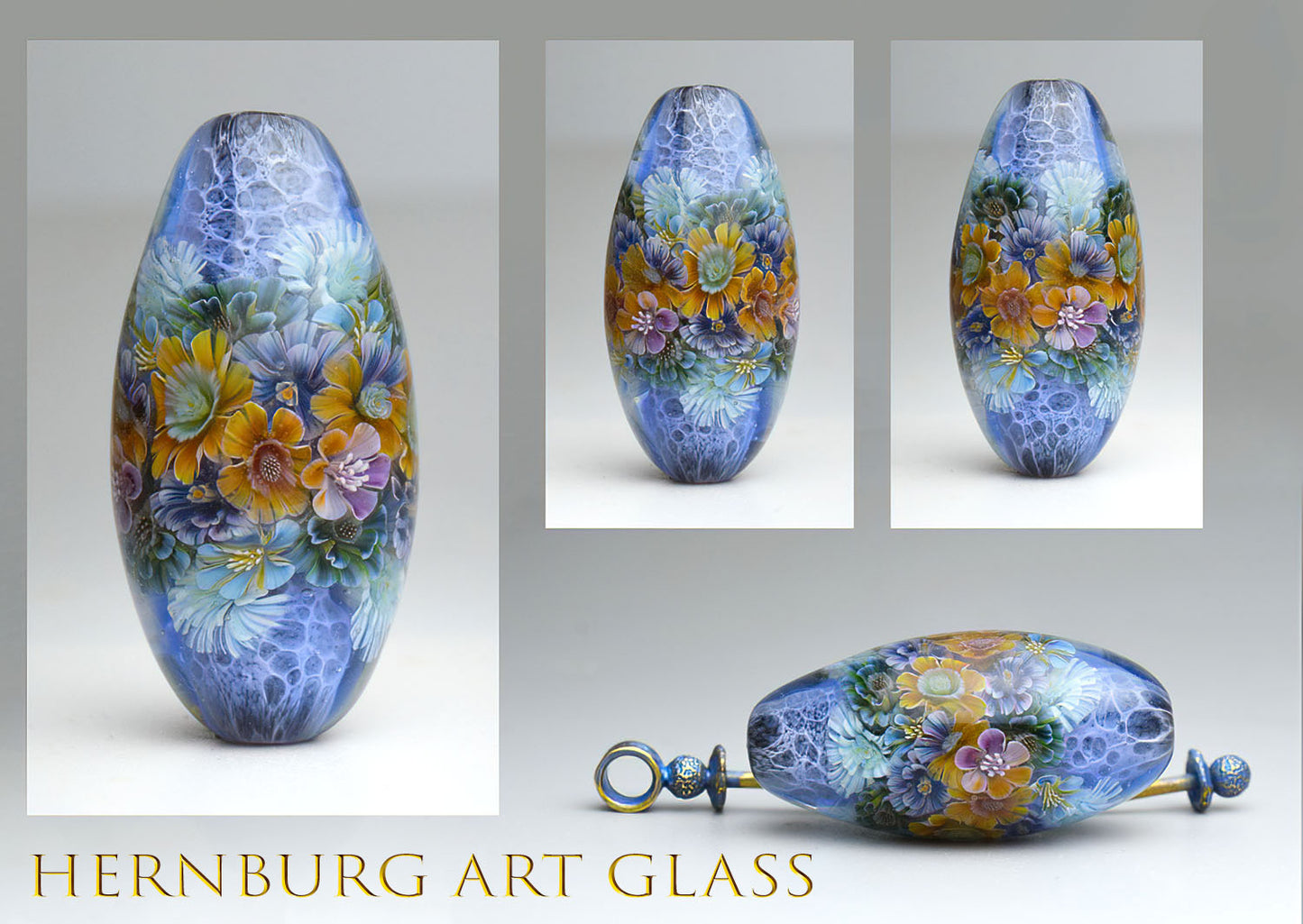 Pendant. Lampwork glass pendant. “Living Lace: Gobelin”