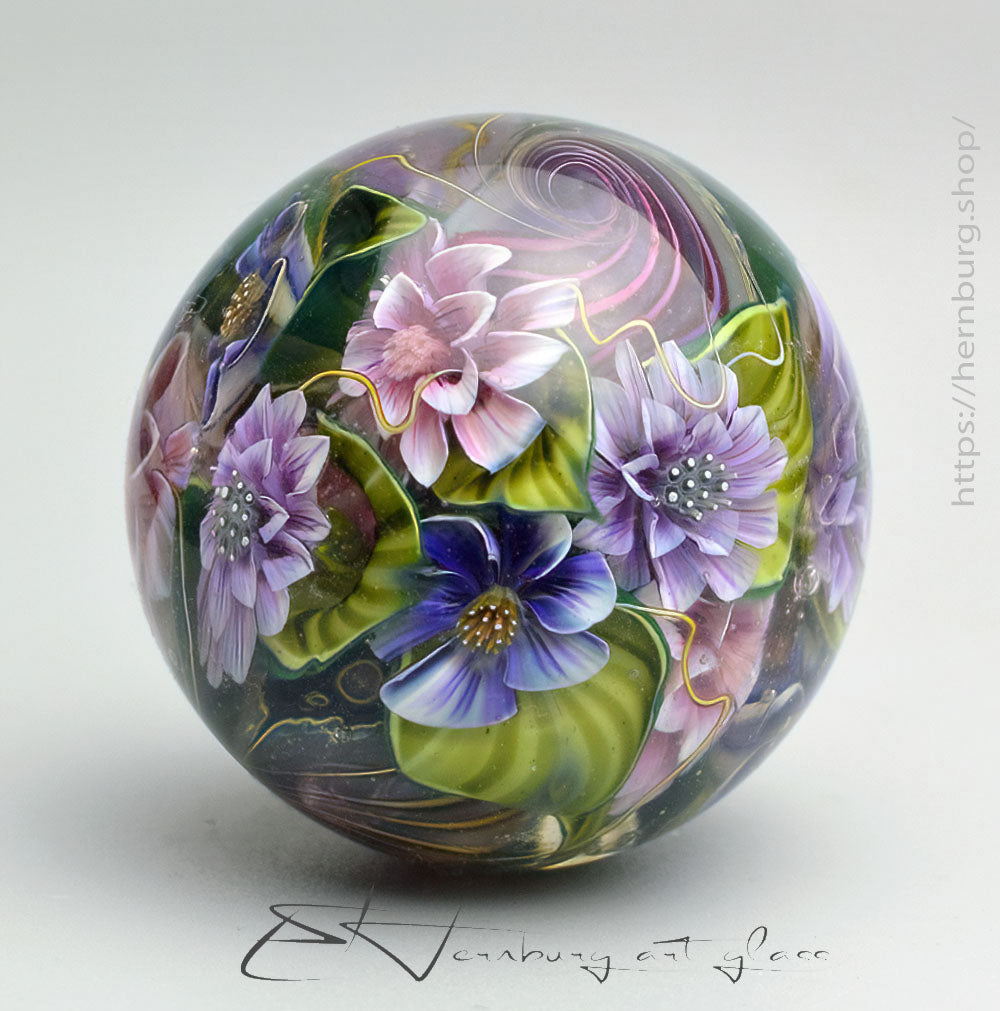Marble "Extension of Canvas" Glass. Collectible sphere. Diameter — 40 mm (1.57”).
