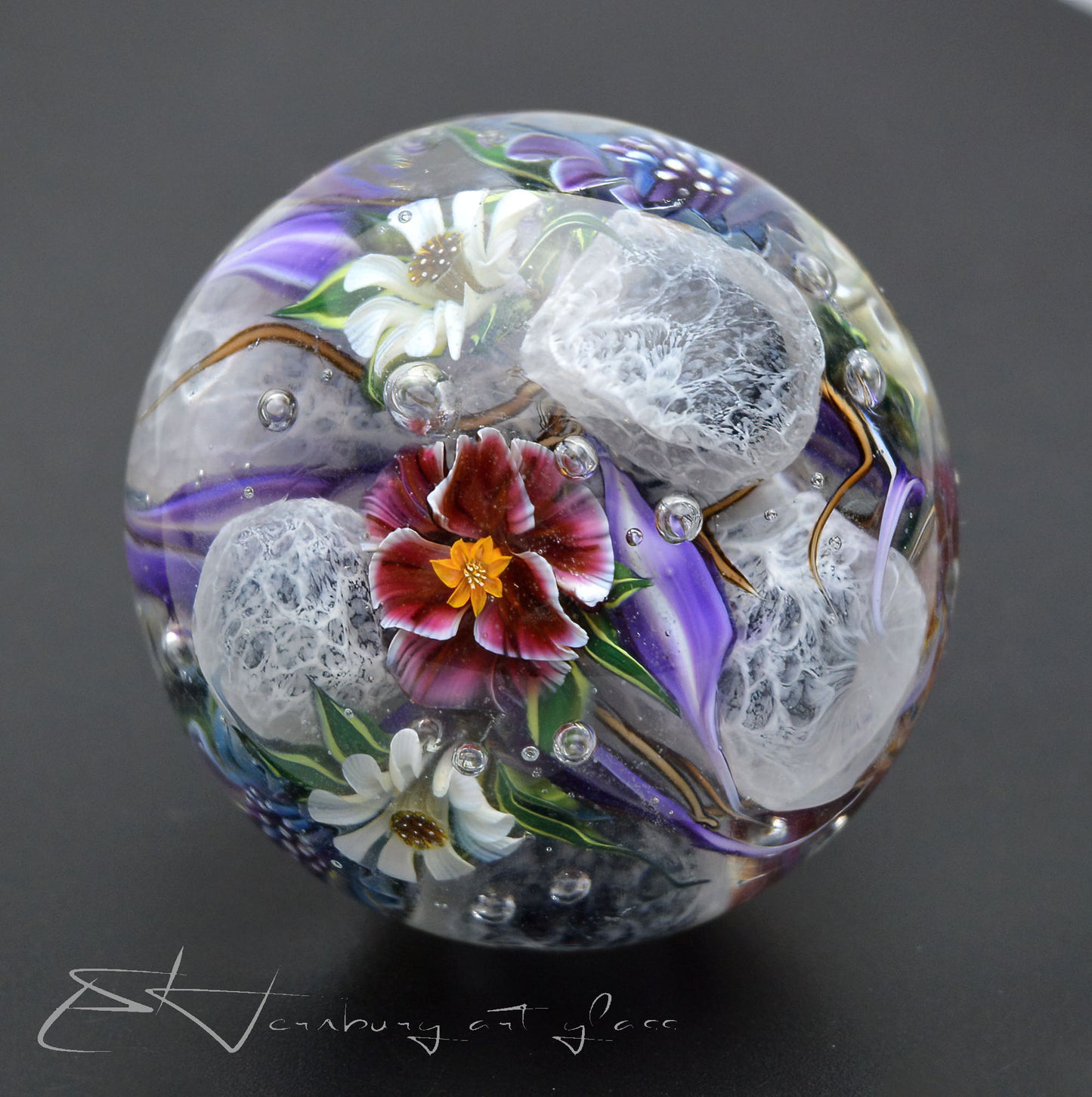 Marble "Silkworm’s Dream" Glass. Collectible ball. Diameter 44 mm - 1.73 inch