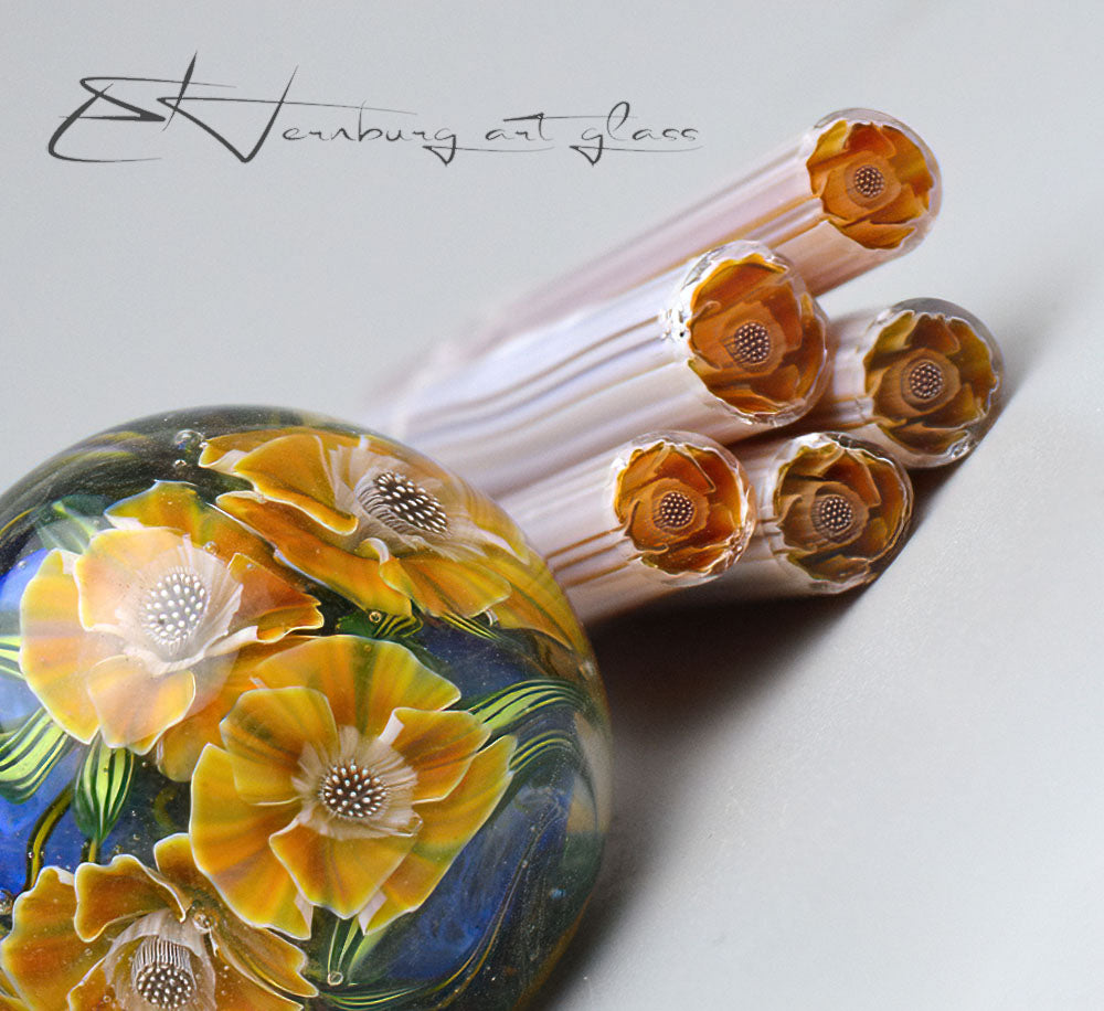 Murini flowers. Sticks 5 cm long. Materials for lampwork. Glass COE104