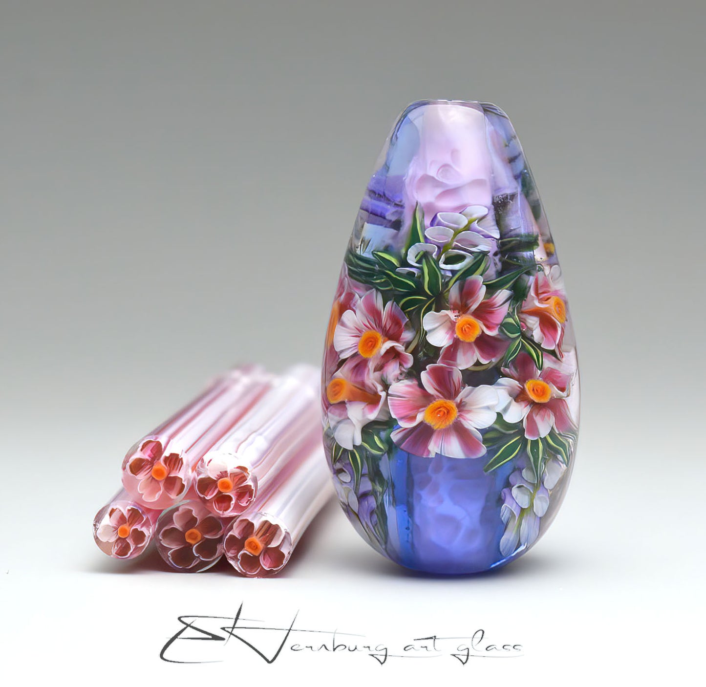 Murini  flowers. ALVERIA. Sticks 5 cm long. Materials for lampwork. Glass COE104