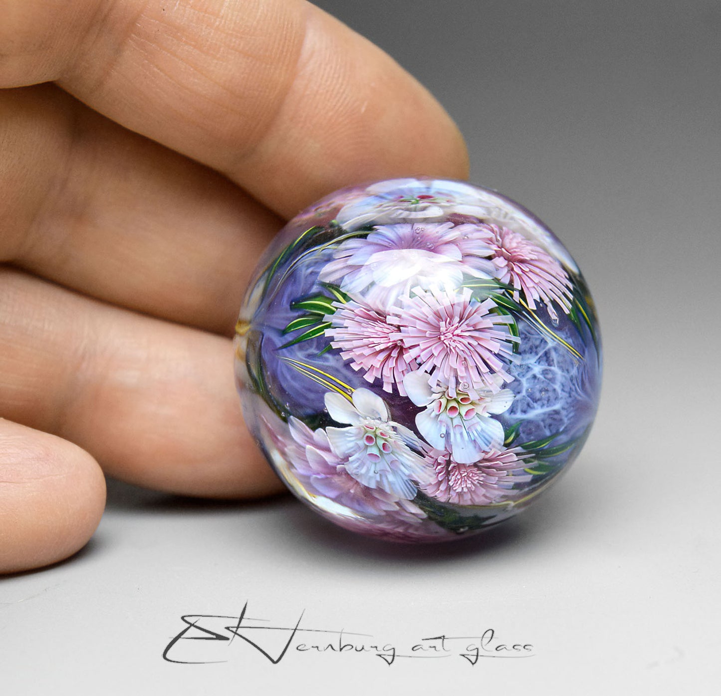 Marble. Collectible Sphere “The Bride’s Morning”. Glass. . Diameter — 35 mm (1.38”)